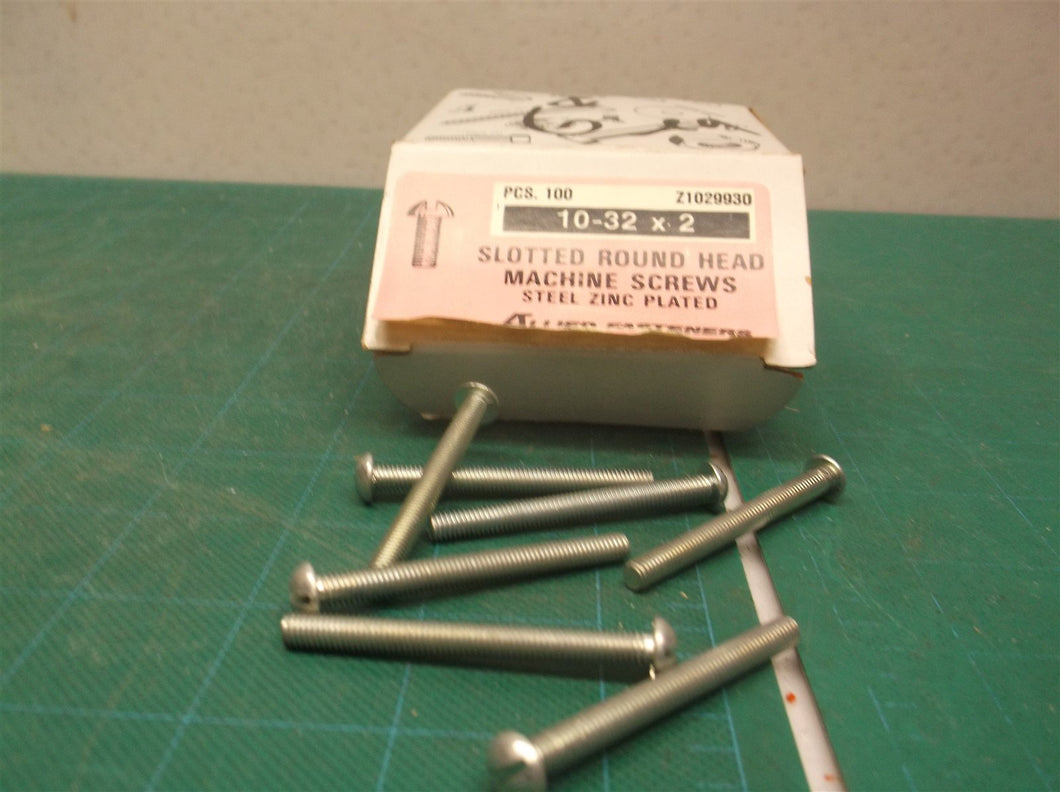 (86) 10-32 x 2 Round Head Slotted Machine Screws Zinc Plated