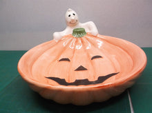 pumpkin ghost candy dish 11 x 6.5 certified international corp