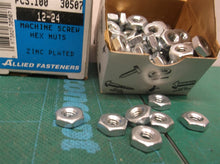 (3) 12-24 Hex Machine Screw Nuts Grade 2 Electro Zinc Plated Steel 300 total