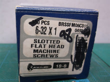 6-32 x 1" Flat Head Slotted Machine Screws Stainless Steel 18-8 Qty 98