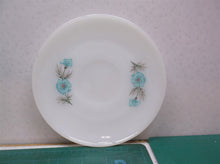 VINTAGE FIRE KING Oven Ware Saucer Plate Blue Flower Bonnie Floral White USA 6"