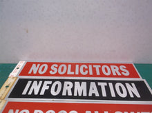 NO SOLICITORS FOR RENT NO DOGS ALLOWED INFORMATION Sign Door Sticker HY-KO