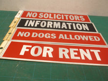 NO SOLICITORS FOR RENT NO DOGS ALLOWED INFORMATION Sign Door Sticker HY-KO