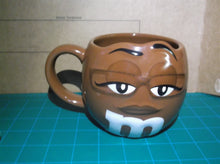 M&M's Fun Sculpted Face Large 24 oz Ceramic Coffee Tea Mug (Brown) Glasses Faded