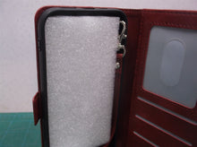 Card Holder Red Phone Leather Texture Case Fits iPhone 13 6.1