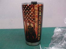 Papa Bear Gifts For Dad Stainless Steel American Flag Tumbler Cup 20oz