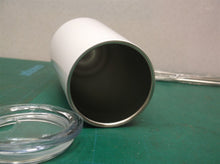 White Stemless Double Insulated Champagne Flute Tumbler w Lid 6 Oz Unbreakable