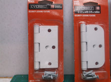 3-1/2" White 5/8" Radius Security Door Hinge & 2 3-1/2" Square Corner Security