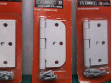 3-1/2" White 5/8" Radius Security Door Hinge & 2 3-1/2" Square Corner Security