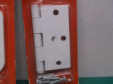 3-1/2" White 5/8" Radius Security Door Hinge & 2 3-1/2" Square Corner Security