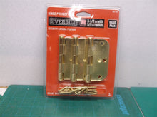 3-1/2 in. Bright Brass 5/8 in. Radius Security Door Hinges Value Pack (3-Pack)