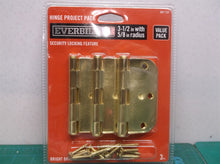 3-1/2 in. Bright Brass 5/8 in. Radius Security Door Hinges Value Pack (3-Pack)
