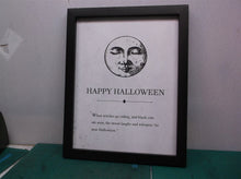 Decor Happy Halloween Wall Sign Wooden Frame 14''x11'' w Terrifying Moon Print