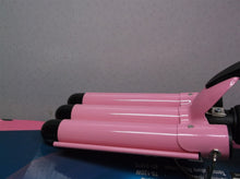 3 Barrel Curling Iron Wand Create Soft Beach Waves Triple Barrel Hair Waver Pink