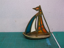 6" Tall san pacific brass Beautiful Patina 5" Long Sail Boat