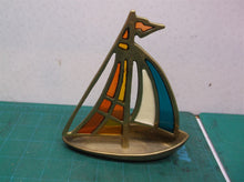 6" Tall san pacific brass Beautiful Patina 5" Long Sail Boat