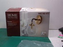 1-Light Matte Black and Antique Gold Wall Sconce missing 1 globe screw