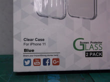 Impact Strong Clear Case with 2 Screen Protector Transparent fits iPhone 11 blue