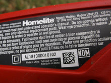 UT41113 Homelite 13" 4 Amp Electric String Trimmer SN: AL18130D010102