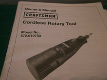 572.610780 Craftsman Rotary Tool Owner's Manual - ONLY