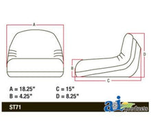 TY15862 Seat Low Back Yellow Fits John Deere: F510,F525,RX63,RX73,RX75,RX95,SX75