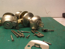 KWIKSET BRUSHED NICKLE DEADBOLT & DOOR KNOB WITH SOME HARDWARE