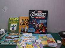 assorted lot of 9 different children's books Avengers Pokemon Minecraft