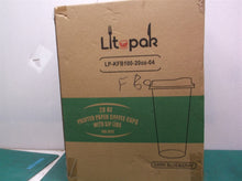 LITOPAK 20oz Paper Coffee Cups 100 Pack with Lids dark blue & gray