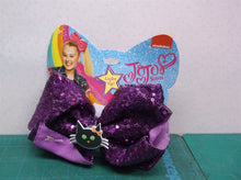 Jojo Siwa Halloween Hair Bow Clip Purple Sequin Cat Light Up LED Ribbon Girls 6"
