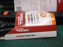 lot of 2 Hyper Tough 6-Outlet 2.5ft Cord Power Strip, Black