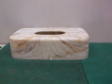 vintage tissue box cover acrylic beige faux marble rectangular