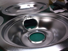 Set of 4 burner pans with small side hole