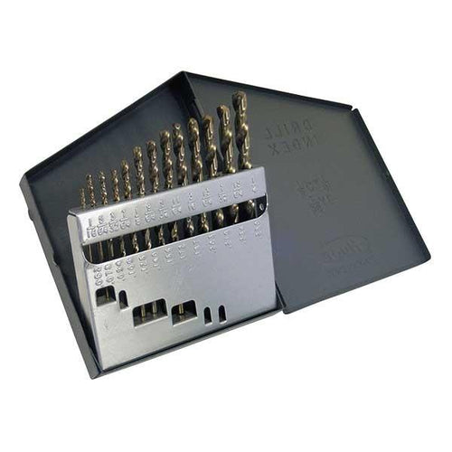 HCT-DRL-SET-0008 DRL-SET-HSS-CO 13pc 1/16-1/4 135? Heavy Duty Straw Jobber Metal Case