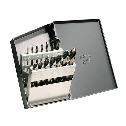 HCT-DRL-SET-0015 DRL-SET-HSS 15pc 1/16-1/2 135? Heavy Duty Black & Gold Mech Length Metal Case
