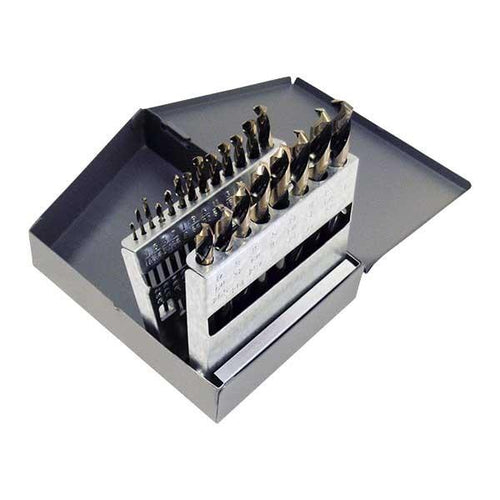 HCT-DRL-SET-0019 DRL-SET-HSS 21pc 1/16-3/8 135? Heavy Duty Black & Gold Mech Length Metal Case