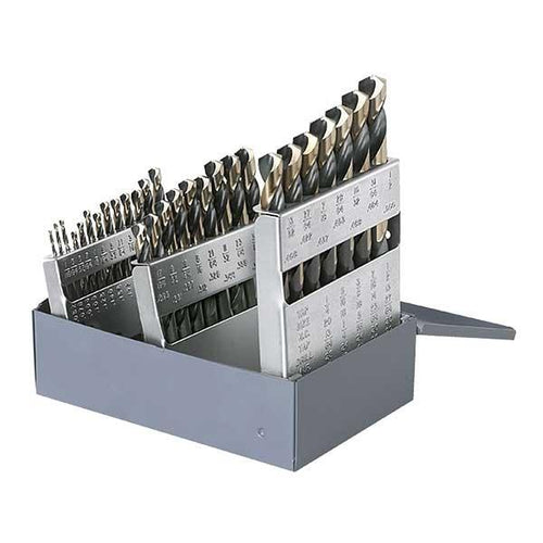 HCT-DRL-SET-0027 DRL-SET-HSS 29pc 1/16-1/2 135? Heavy Duty Black & Gold Mech Length Metal Case