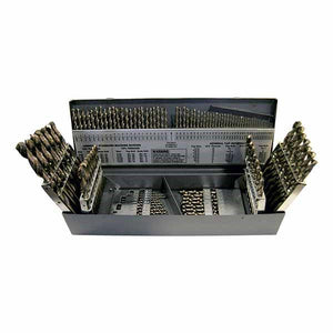 HCT-DRL-SET-0037 DRL-SET-HSS-CO 115pc 1/16-1/2 A-Z #1-#60 135? Heavy Duty Straw Jobber Metal Case