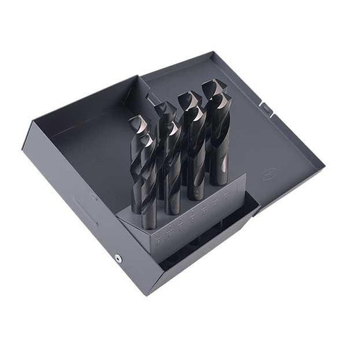 HCT-DRL-SET-0038 DRL-SET-HSS 8pc 9/16-1 118? Gen Purpose Steam Oxide Silver & Deming Reduced Shank Metal Case