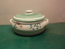 Sonia 8" glazed flower Green Pink Blue pottery