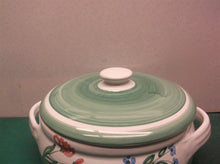 Sonia 8" glazed flower Green Pink Blue pottery