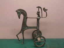 Vintage Bronze Greek chariot of Athena with owl sculpture
