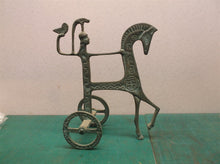 Vintage Bronze Greek chariot of Athena with owl sculpture