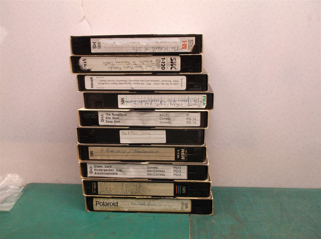 Lot-10 Pre-Recorded VHS Tapes Sold As Used Blanks Misc. Movies TV etc.