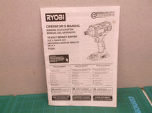 Manual only for a Ryobi P235A 18V Impact Driver