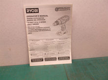 Manual only for a RYOBI P215 18V 2- SPEED 1/2 INCH DRILL/DRIVER