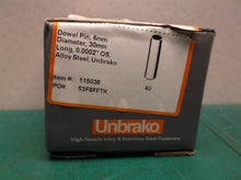 (40) 115038 Dowel Pin, 6mm Diameter, 30mm Long, 0.0002" OS, Alloy Steel