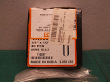 (40) 116097 Dowel Pin, 1/8" Diameter, 1/2" Long, 0.0002" OS, Alloy Steel