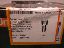 (100) 112607 M12-1.75 x 20, Socket Head Cap Screw, Full Thread, Alloy Steel, Un