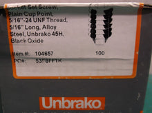 (100) 104657 5/16"-24 UNF x 5/16", Socket Set Screw, Plain Cup Point, Alloy Stee