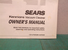 Manual only for a Sears Kenmore vacuum cleaner c01zlp20u00-4369584b ds1